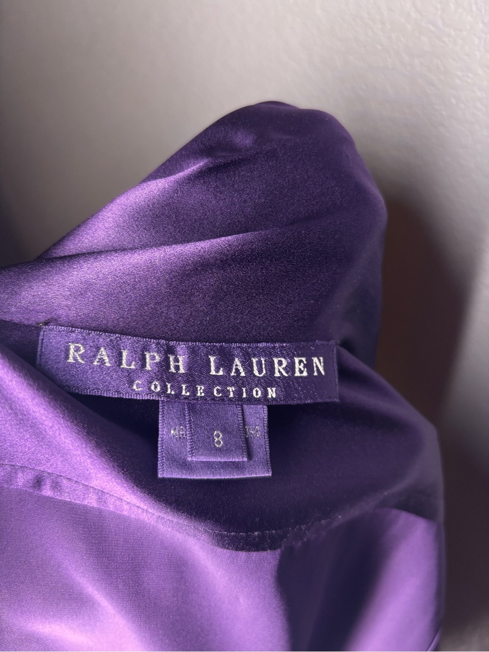 Ralph Lauren Collection Purple Label 100% Silk Satin Tie Neck Blouse Size 8 - Picture 10 of 16